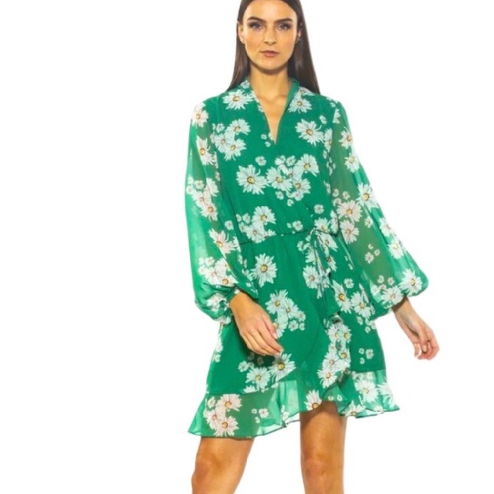 Alexia Admor Green Floral Kathlyn Dress. Size 8